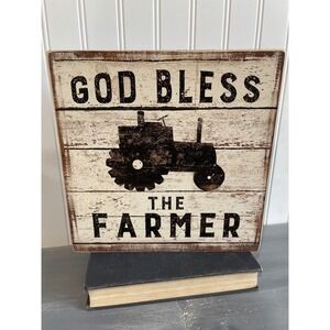 Primitives by Kathy God Bless The Farmer Wood Box Sign Dan DiPaolo 10x10